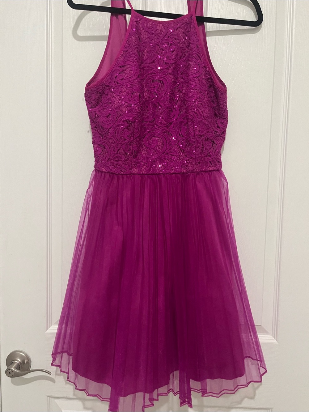 Girls' Fuchsia Sequin Tulle Dress